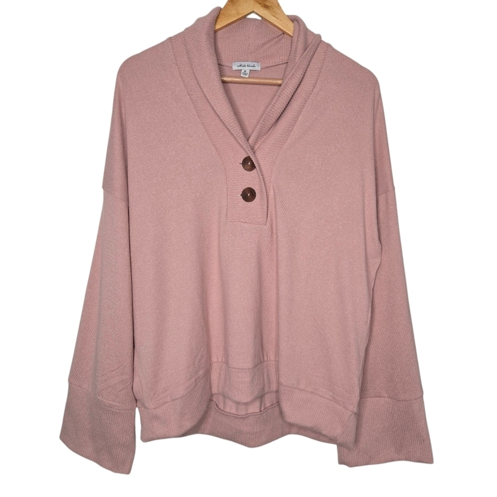 White Birch Womens Pink Rib Knit Contrast Flare Sleeve Pull Over Sweater XL